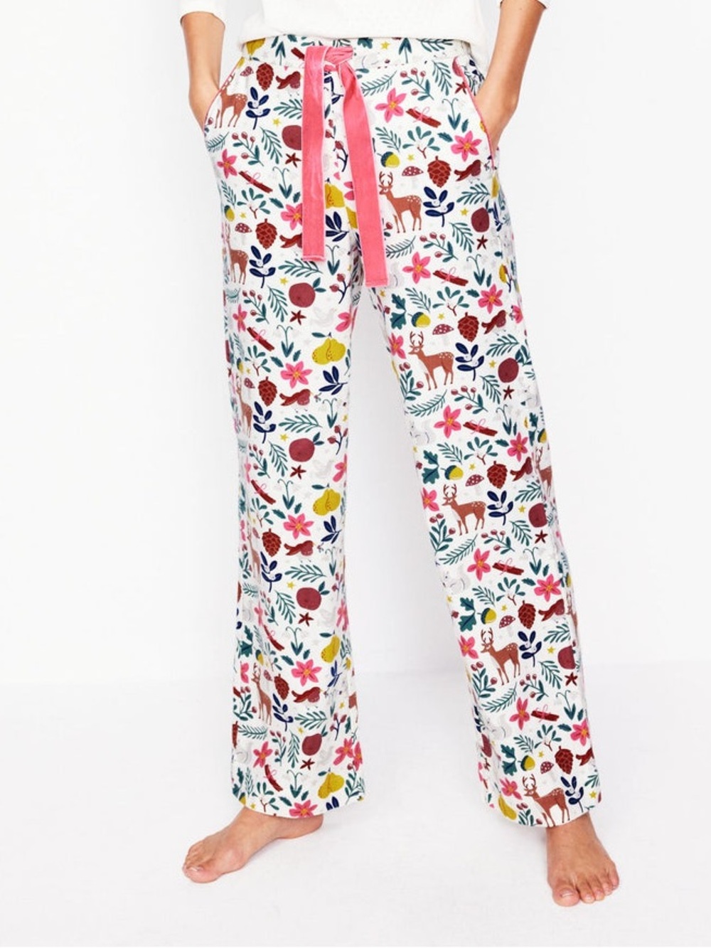 Boden Brushed Cotton Pyjama Trousers in the Woodland Multi print flannel sz sm
